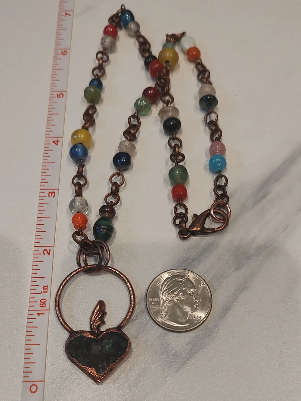 Copper Electroform Raw Labradorite Pendant With Antique Copper Beaded Necklace